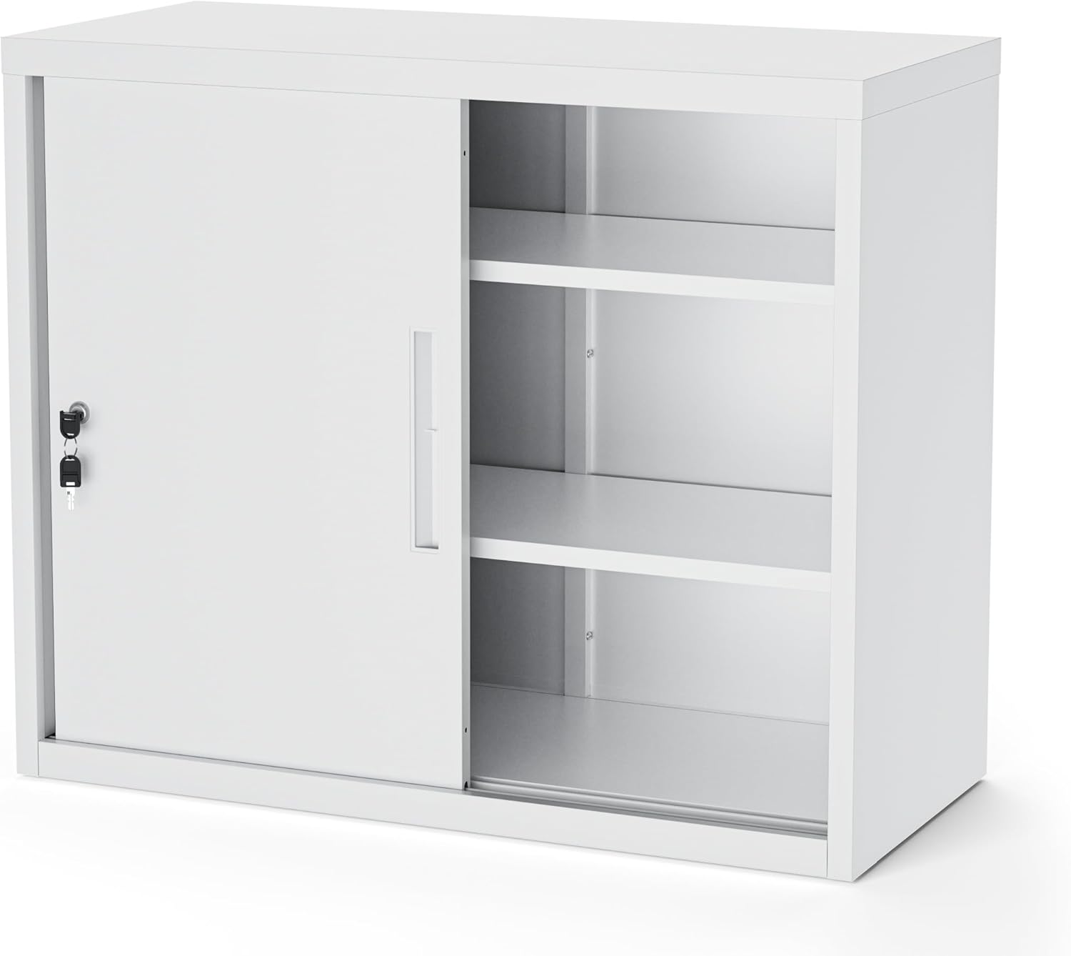 DEWEL スチールロッカー 鍵付き書庫 鍵付きキャビネット 引き戸